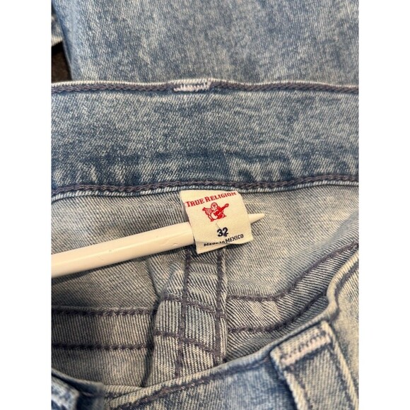 True Religion Mens Jeans Blue Rocco Relaxed Skinny Denim Stretch Acid Wash 32x34 - Picture 3 of 14